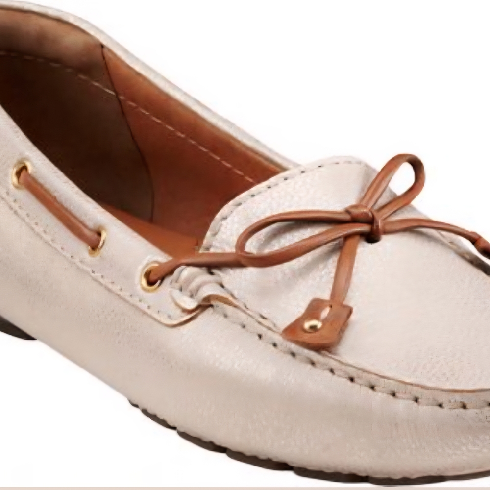 Clarks Cream and Brown Moccasin Loafers